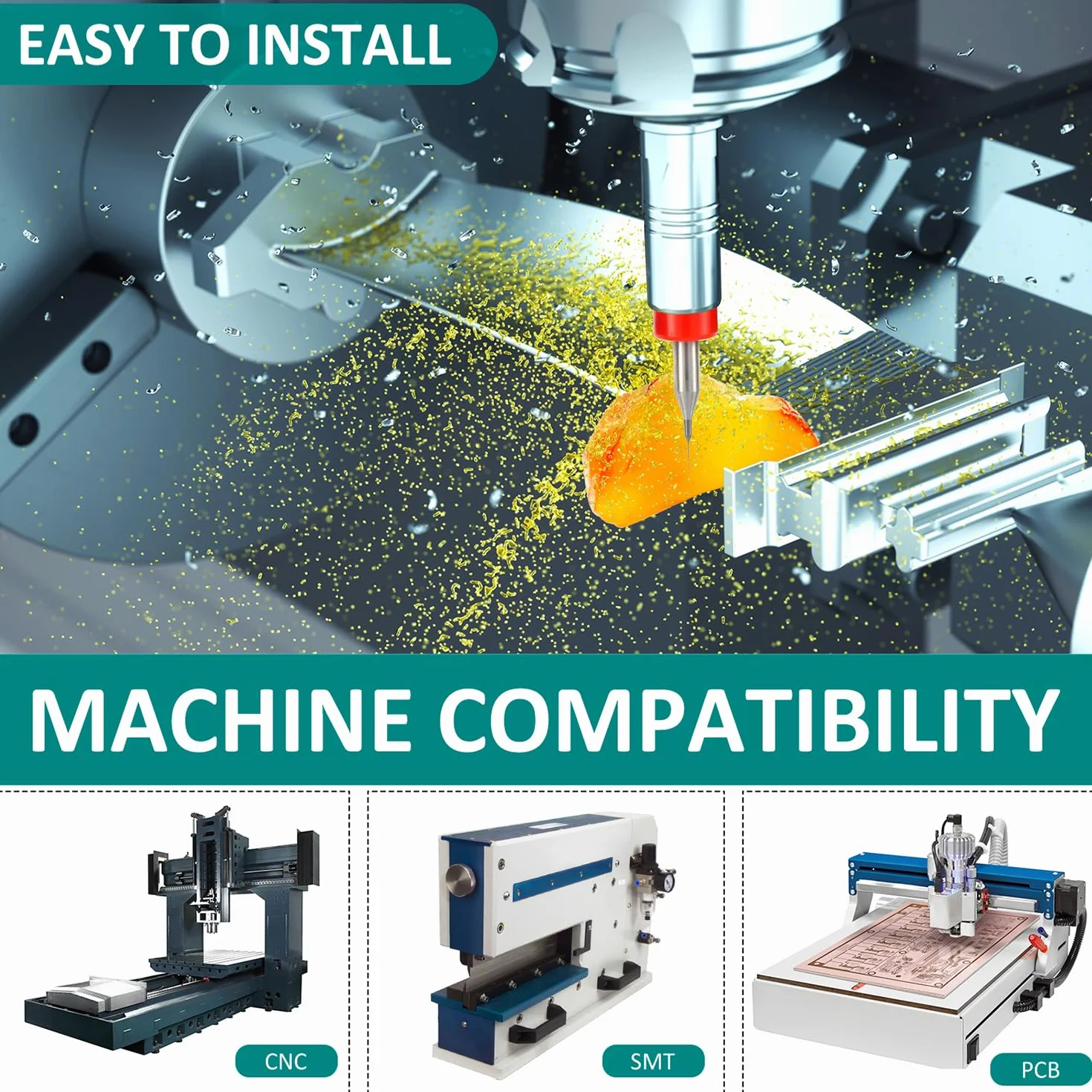Set di 40 micro punte PCB 0,1 mm-1,0 mm, codolo a spirale WCB, per stampa circuiti stampati CNC su pietra