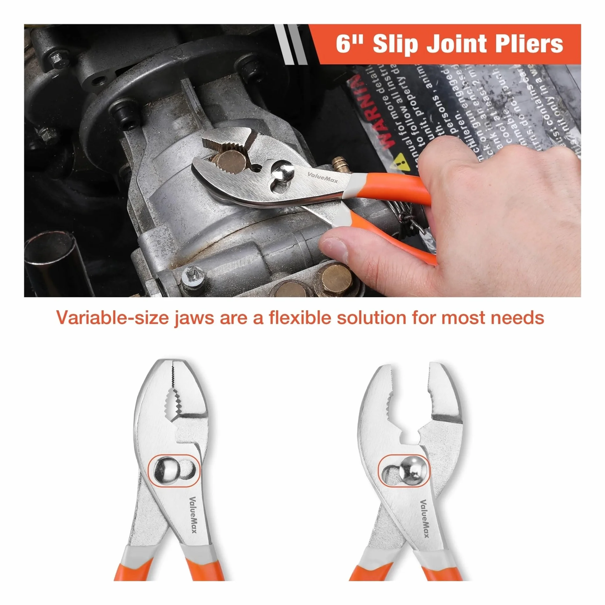 Set di pinze e chiavi ValueMax da 8 pezzi, include pinze Linesman, pinze autobloccanti, pinze a becchi lunghi, pinze a snodo, pinze a snodo, pinze a slittamento