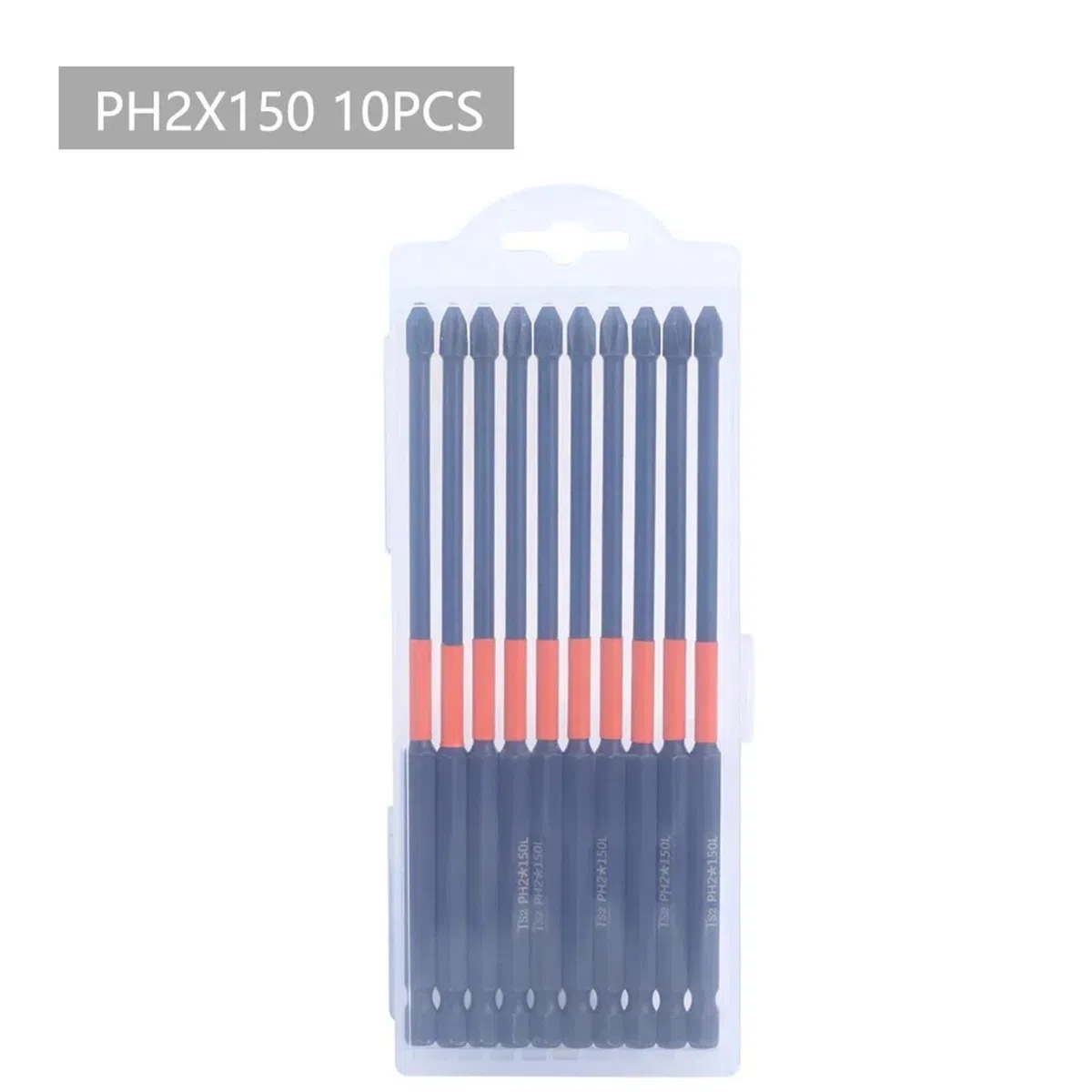 Set di cacciaviti a croce PH2 con custodia, punte for trapano a percussione con testa a lotto, acciaio legato 25/50/65/70/90 mm, 10/20 pezzi(10pcs 150mm)