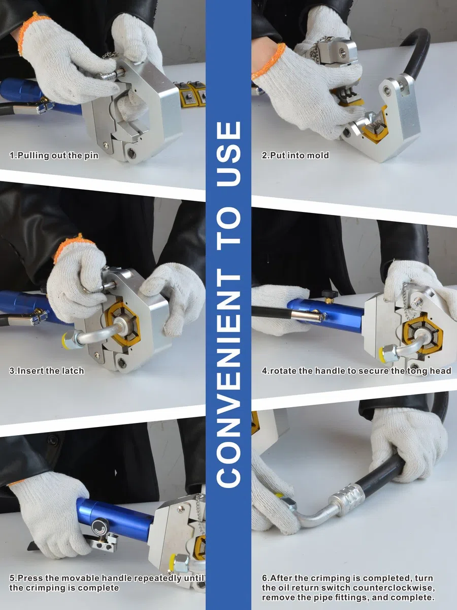 AMZCNC, 71500, Kit di crimpatura idraulica per tubi A/C, set di crimpatura portatile con matrici a scatto per riparazione di tubi dell'aria condizionata