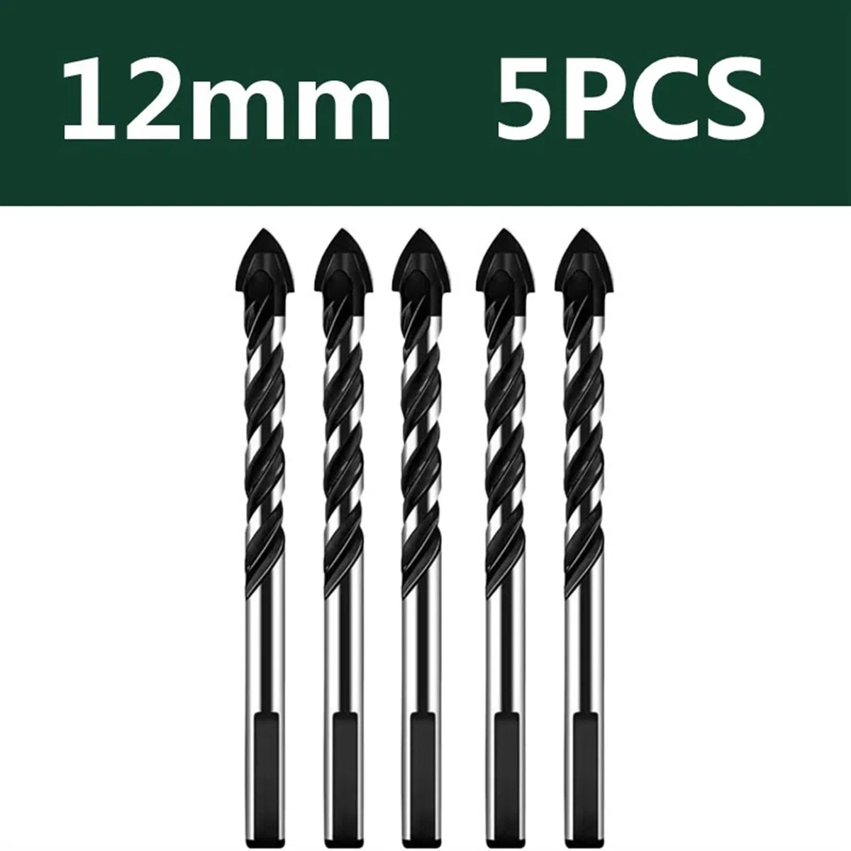 XiBany 3-12mm Multifunzionale Vetro Metallo Piastrelle Punta Trapano Triangolo Diamante Trapano Set Ceramica Cemento Mattoni Legno Punzonatura Foro Sega Trapano (Color : A, Size : 12mm Set Black)