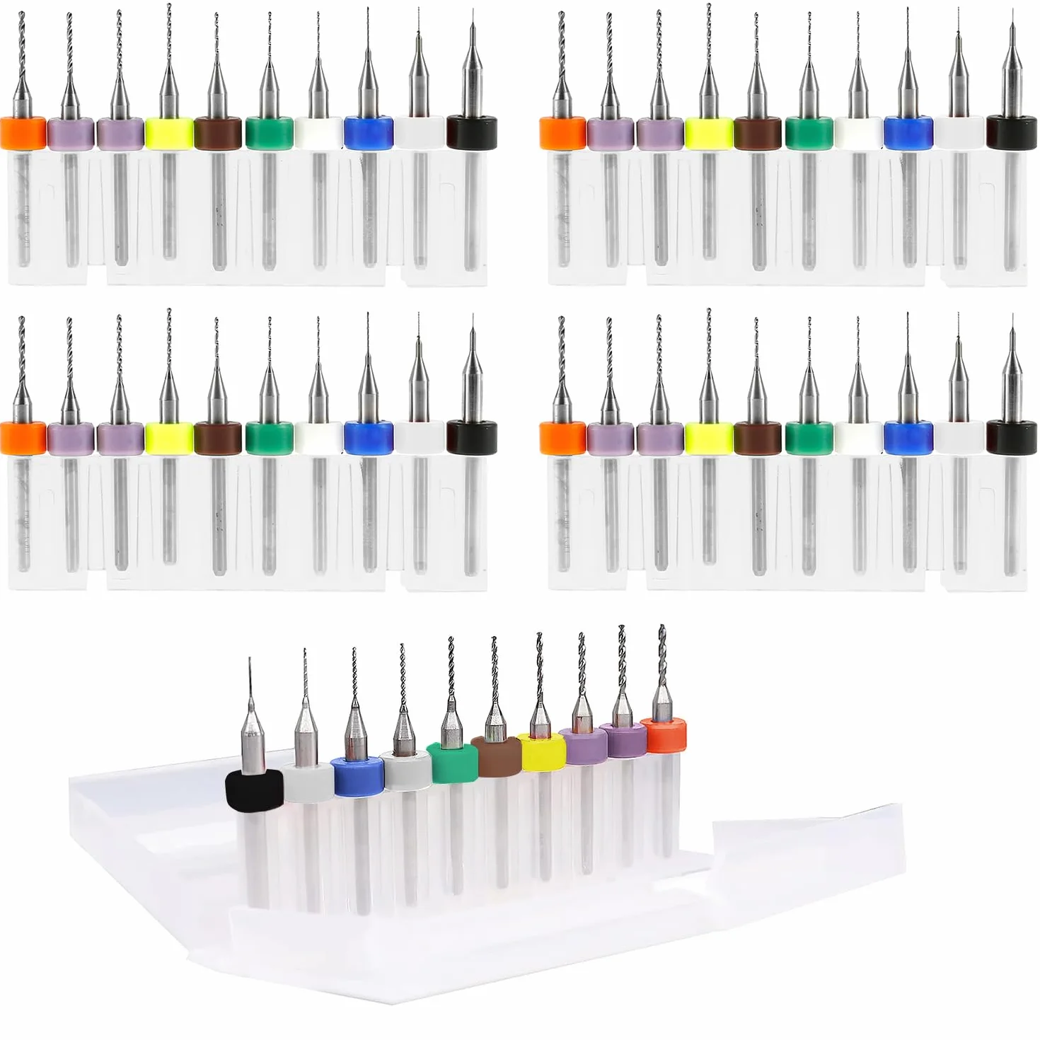 Set di 40 micro punte PCB 0,1 mm-1,0 mm, codolo a spirale WCB, per stampa circuiti stampati CNC su pietra