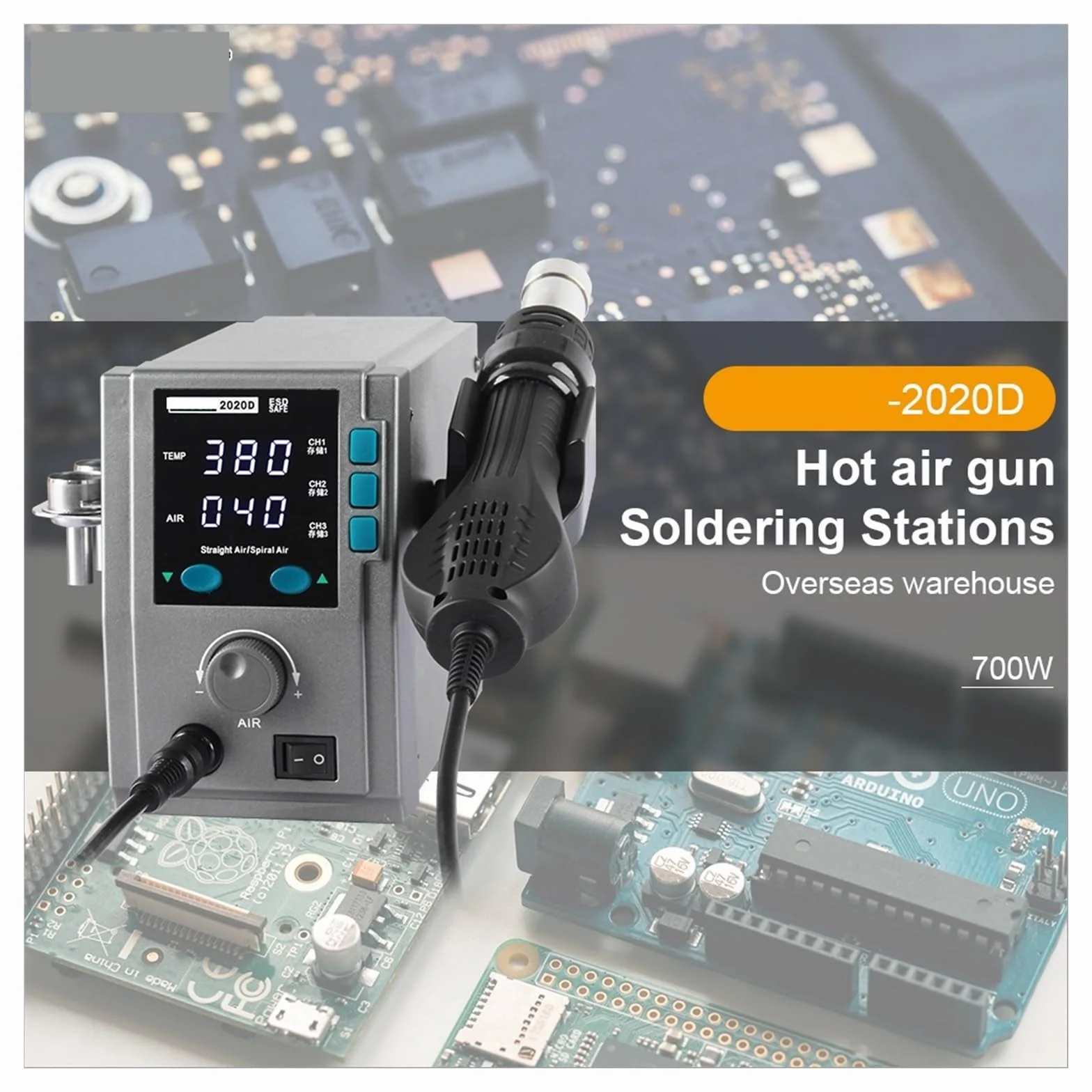 Stazione di rilavorazione ad Aria Calda 2020D 700W, Pistola Termica SMD Digitale for PCB del Telefono
