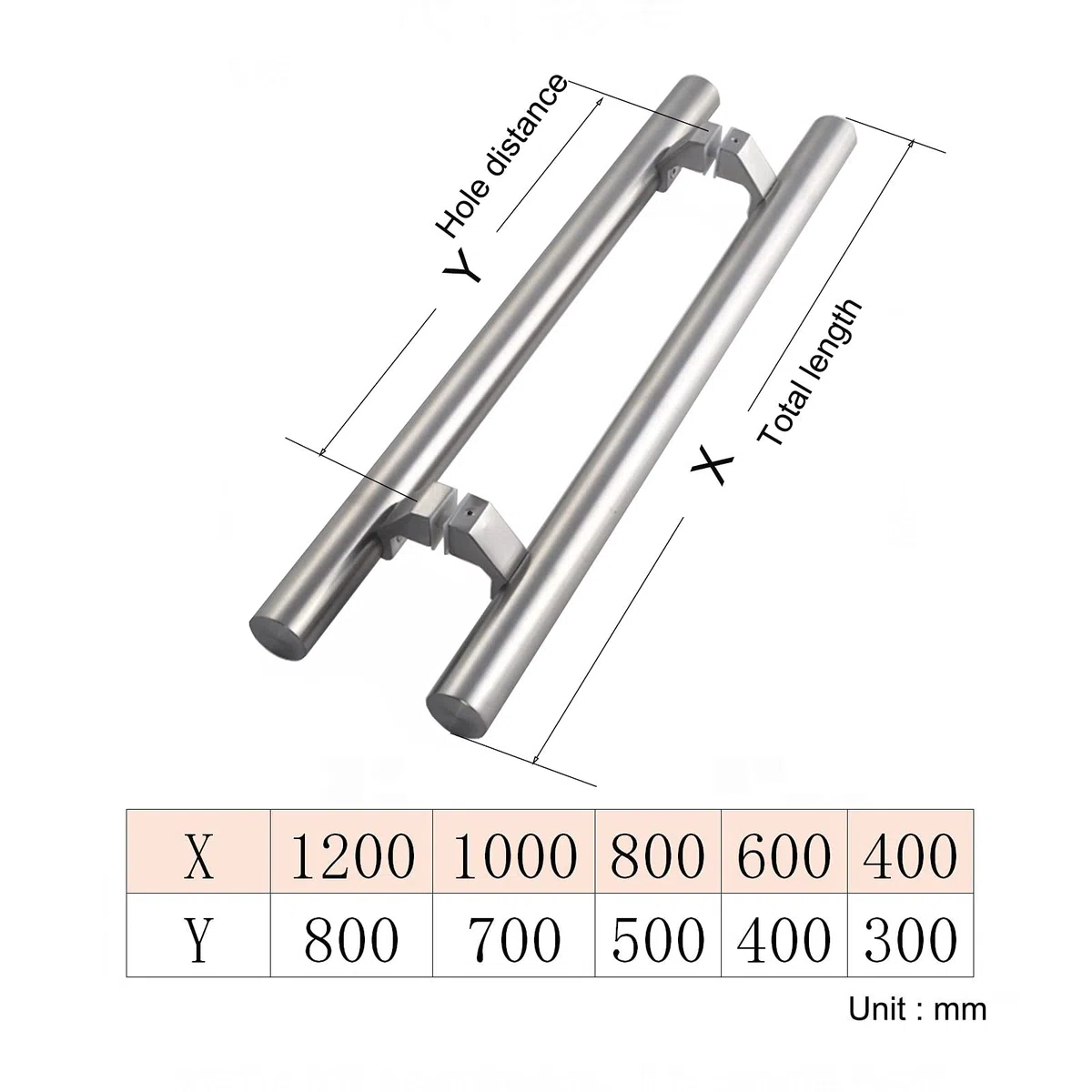 Maniglia per porta scorrevole in acciaio inox spazzolato, 1200 mm, ideale per bagni, hotel, uffici, negozi – maniglia singola per armadi