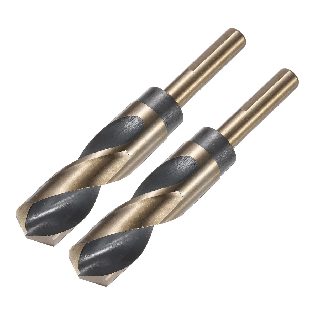 QUARKZMAN 2 Pezzi Punta A Torsione Con Gambo Ridotto 25mm Rivestimento Nitruro Nero E Titanio Oro Acciaio Rapido 4341 Con Gambo 12.7mm (1/2") Per Acciaio Inossidabile Lega Metallo