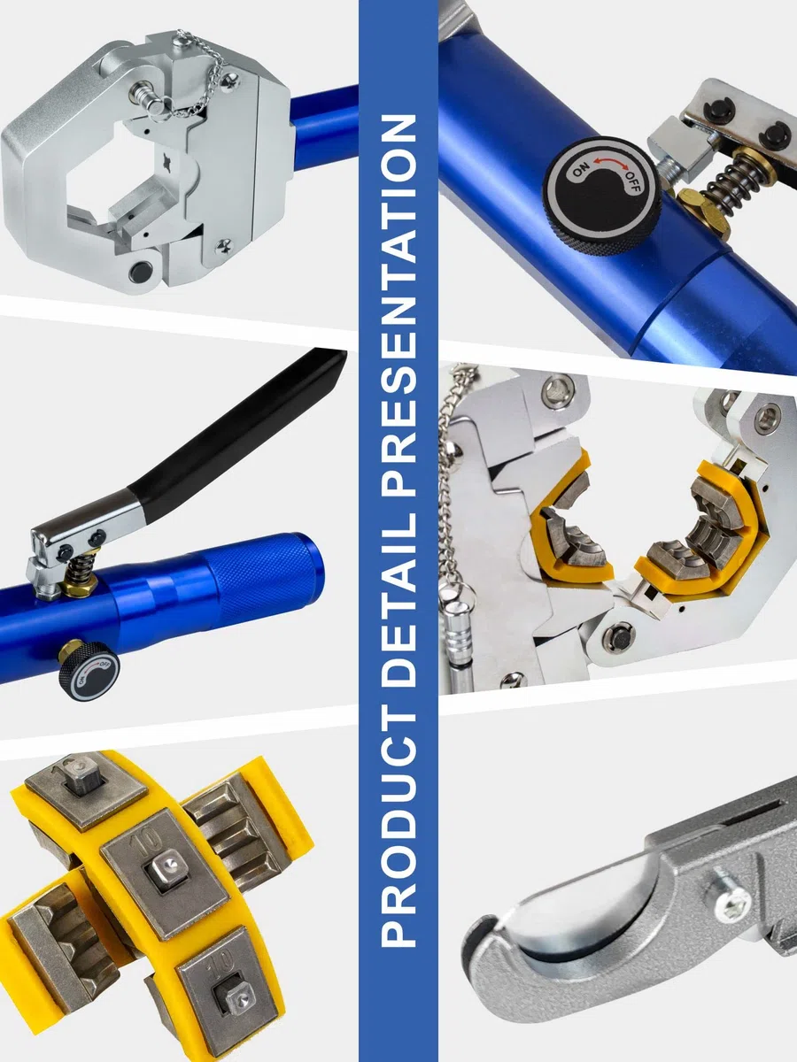 AMZCNC, 71500, Kit di crimpatura idraulica per tubi A/C, set di crimpatura portatile con matrici a scatto per riparazione di tubi dell'aria condizionata