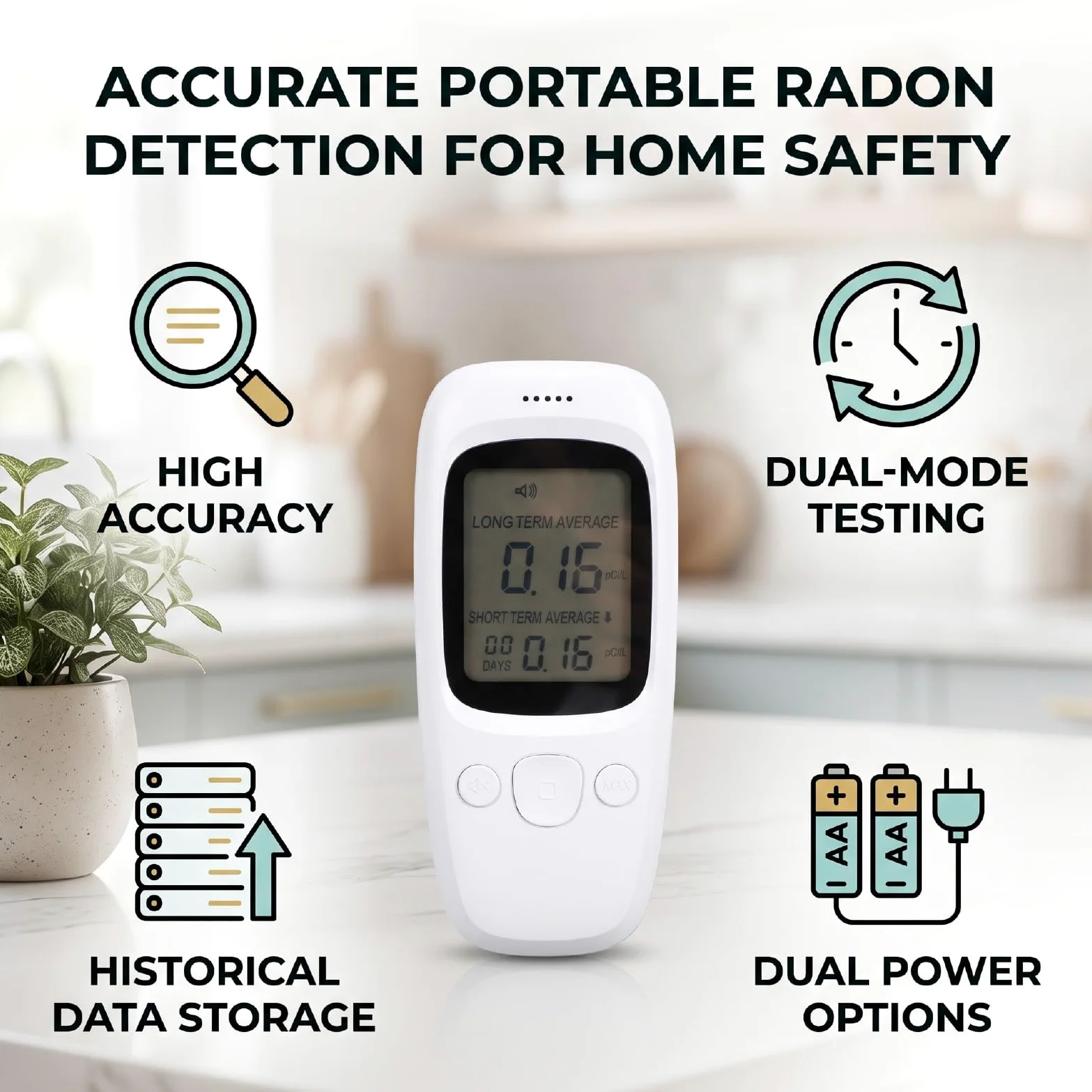XUMIUZIY Rilevatore di Radon Digitale per Monitoraggio in Casa,