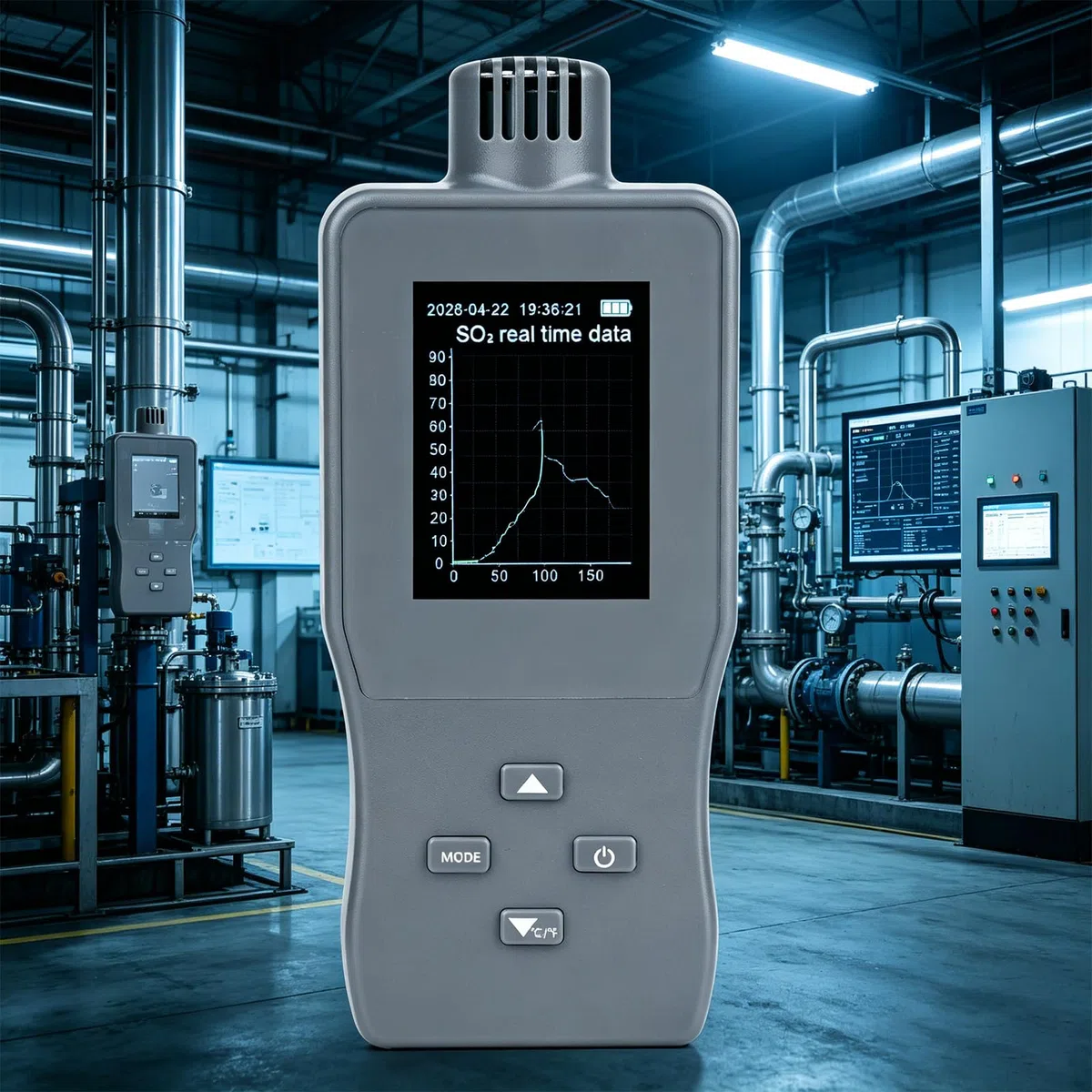 Misuratore professionale SO2 24H funzionamento continuo sopra il limite di allarme per aree pericolose rilevatore digitale CO2 monitor display LCD