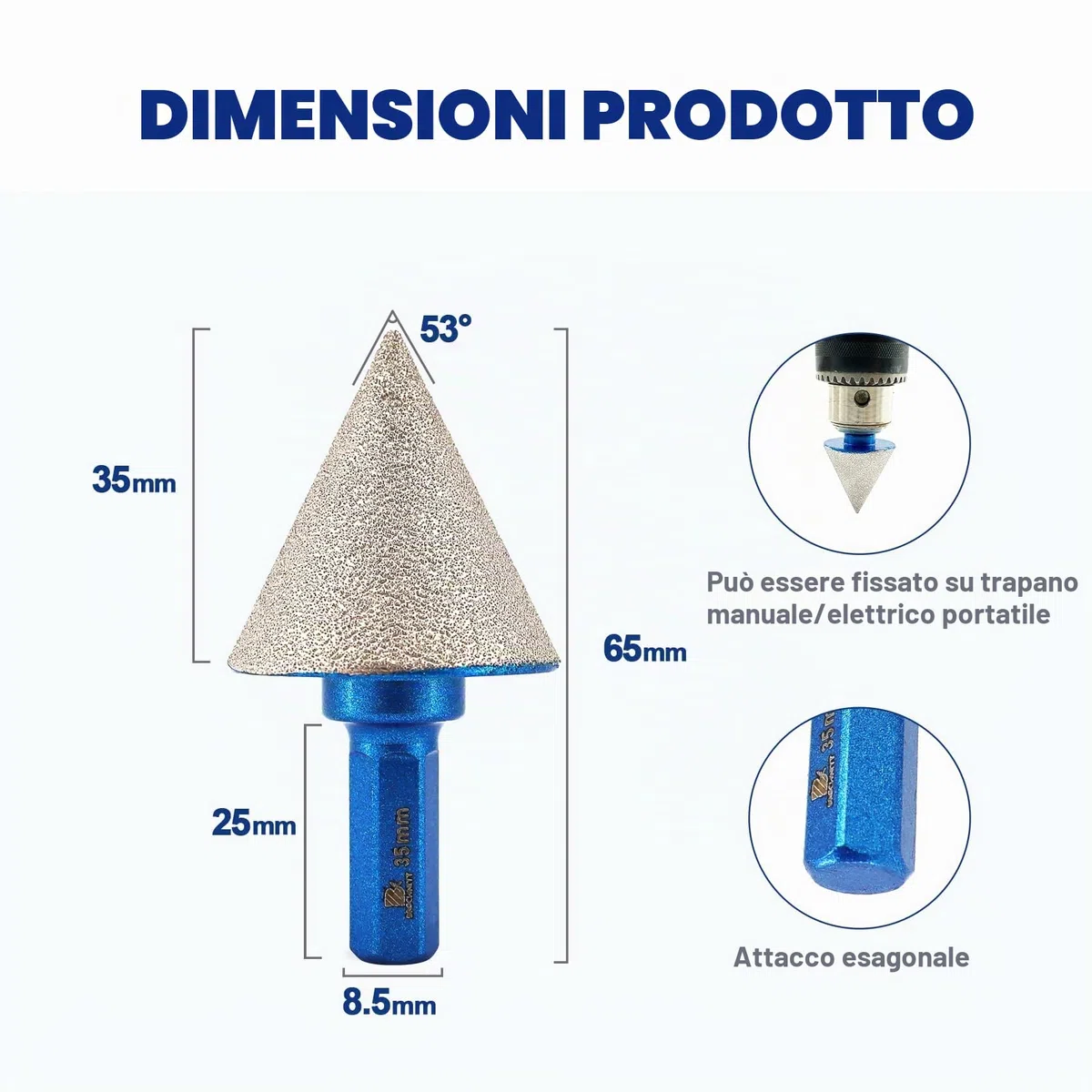 Fresa Diamantata 35mm- BRSCHNITT foretto diamantato Punte Allargare e Sagomare Fori per Allargare Fori in Piastrelle Porcellana Marmo Ceramica Granito.