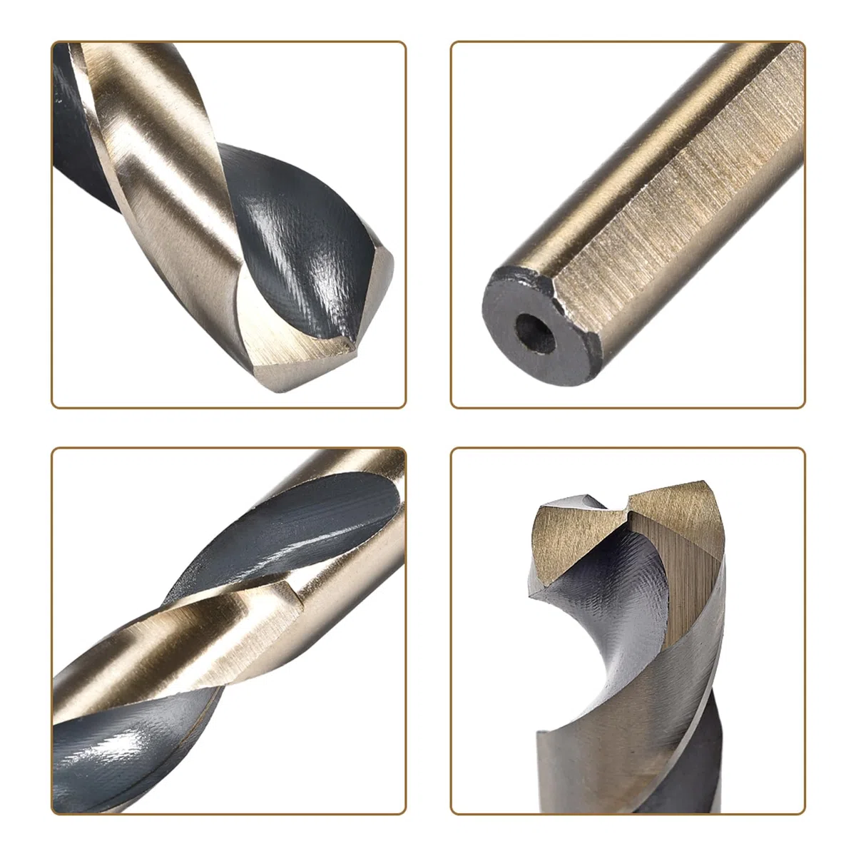 QUARKZMAN 2 Pezzi Punta A Torsione Con Gambo Ridotto 25mm Rivestimento Nitruro Nero E Titanio Oro Acciaio Rapido 4341 Con Gambo 12.7mm (1/2") Per Acciaio Inossidabile Lega Metallo