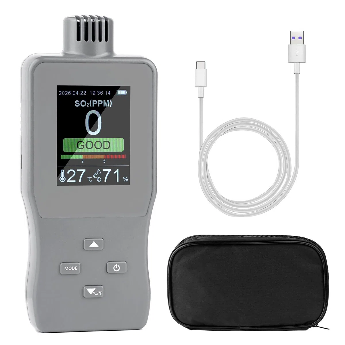 Misuratore professionale SO2 24H funzionamento continuo sopra il limite di allarme per aree pericolose rilevatore digitale CO2 monitor display LCD