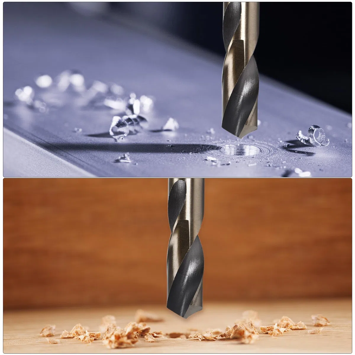 QUARKZMAN 2 Pezzi Punta A Torsione Con Gambo Ridotto 25mm Rivestimento Nitruro Nero E Titanio Oro Acciaio Rapido 4341 Con Gambo 12.7mm (1/2") Per Acciaio Inossidabile Lega Metallo