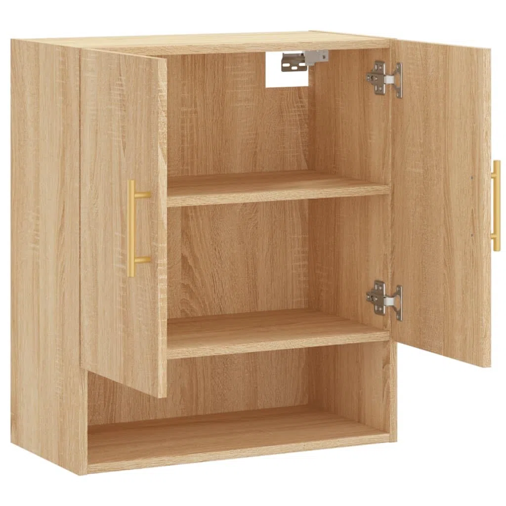 Armadio da parete in rovere Sonoma, 60 x 31 x 70 cm, con porta e cassetto, per ufficio, corridoio, cantina, garage, ordine e conservazione