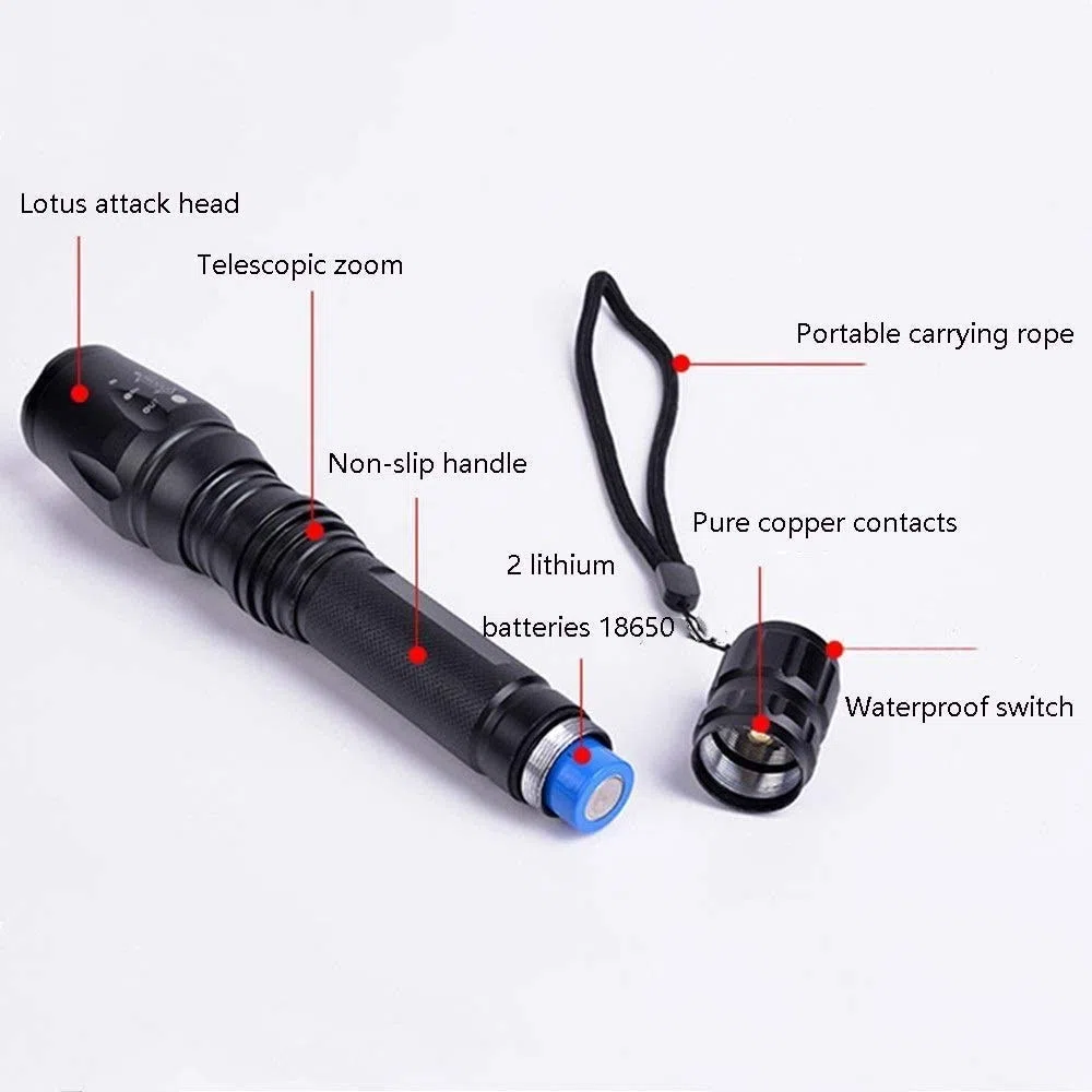Torcia Ricaricabile USB, Torcia elettrica a LED, Torcia elettrica a LED Super Luminosa, Impermeabile, Torcia zoomabile for Campeggio, Emergenza