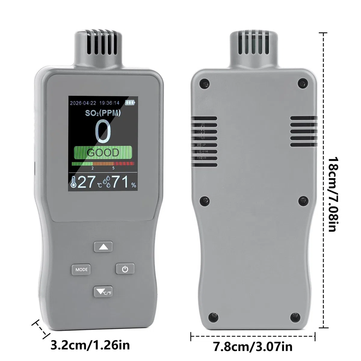 Misuratore professionale SO2 24H funzionamento continuo sopra il limite di allarme per aree pericolose rilevatore digitale CO2 monitor display LCD